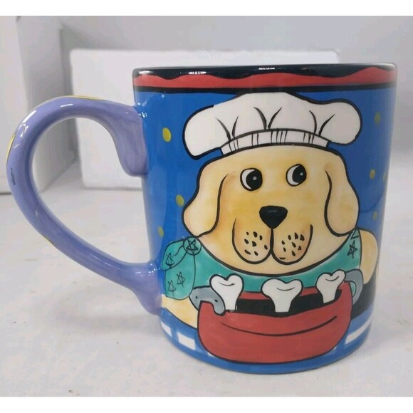2002 DOGZILLA CANDACE REITER DESIGNS HAND PAINTED COFFEE CUP MUG DOG PUP VINTAGE - Picture 7 of 13